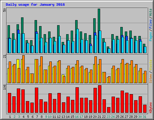 Daily usage for January 2016