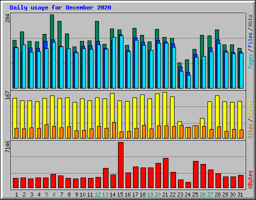 Daily usage for December 2020