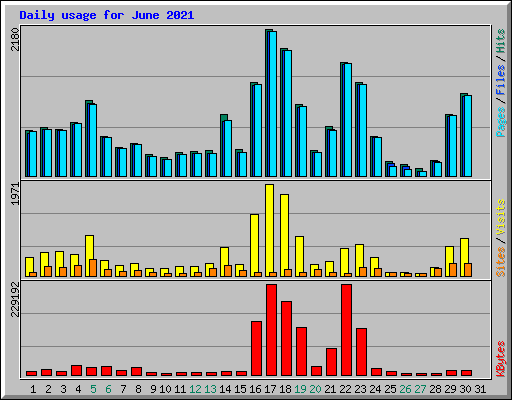 Daily usage for June 2021