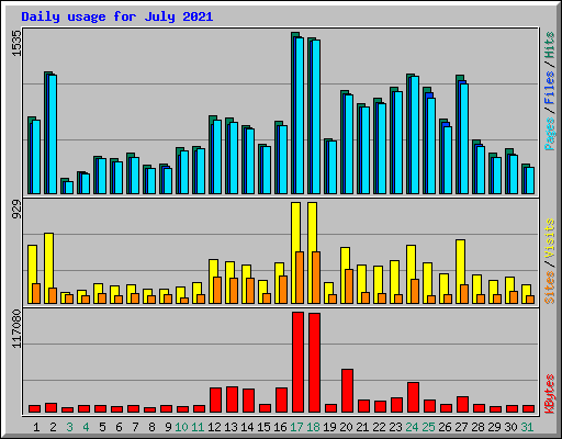 Daily usage for July 2021