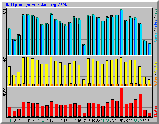 Daily usage for January 2023