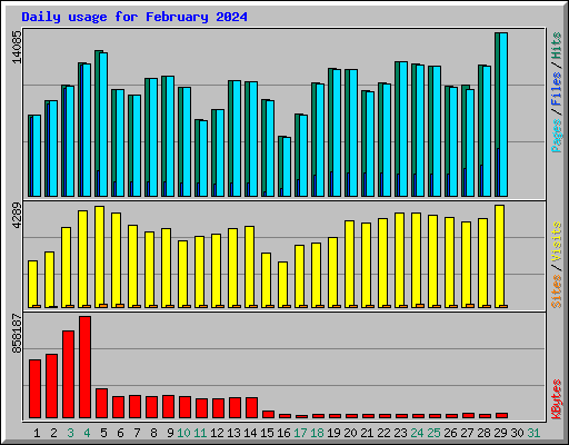 Daily usage for February 2024