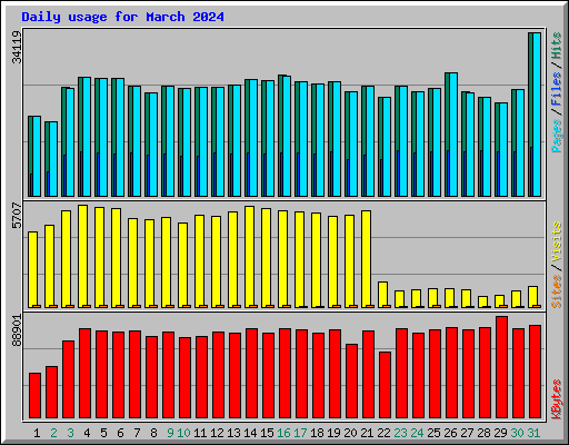 Daily usage for March 2024