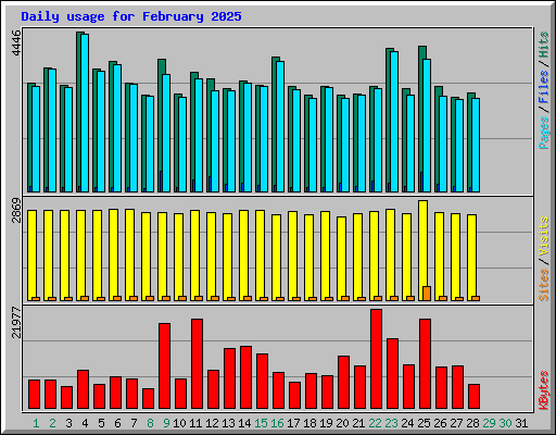 Daily usage for February 2025