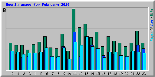 Hourly usage for February 2016